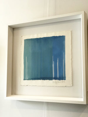 Original artwork. Contemporary framed art painting. Blue on Blue. Matte Acrylic 