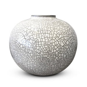 Shiny White Craquele Vase - Small