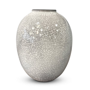 Shiny White Craquele Vase - Large