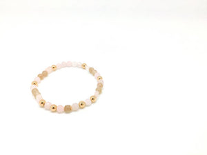 Women's Rose and Strawberry Quartz Bracelet with Rose Gold