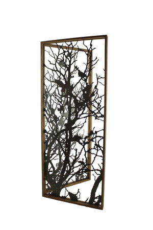Laser Cut Metal and Teak Chinoiserie Room Divider